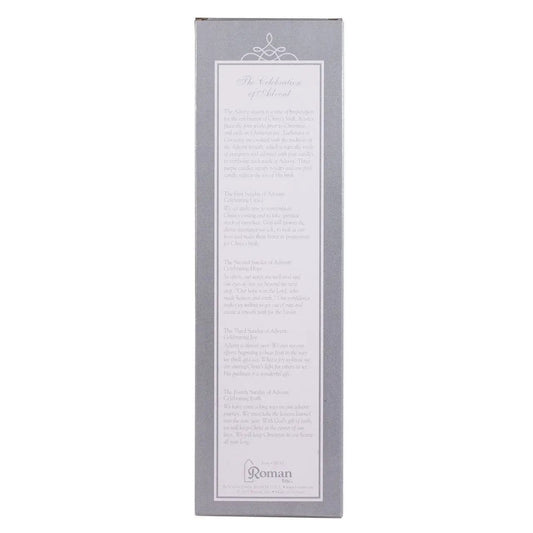 Slim Advent Candle Set 4-Piece for Wreath, gray box with white label by Roman Inc on Tampa Home & Garden Store