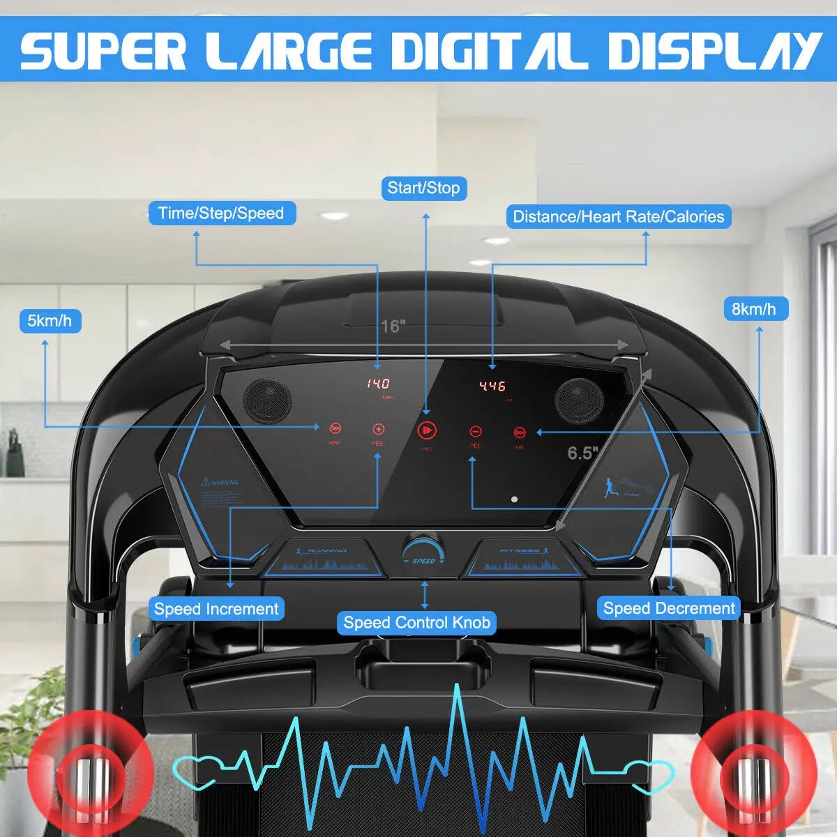 2.25HP Folding Treadmill with Bluetooth Speaker, Black, DirectDeals on Tampa Home & Garden Store