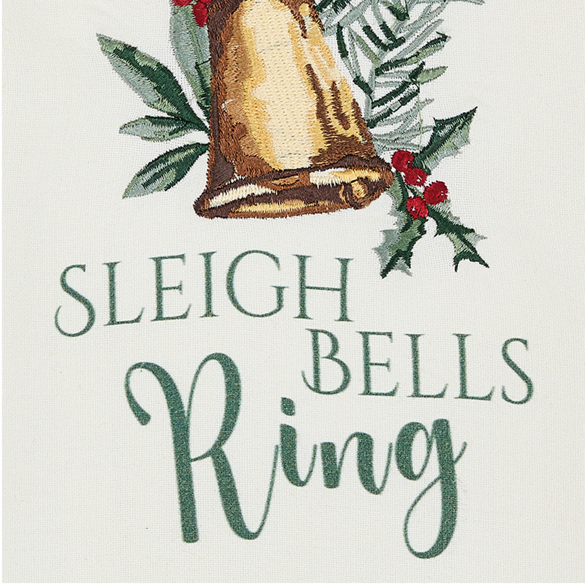 Sleigh Bells Ring Embroidered Dishtowel
