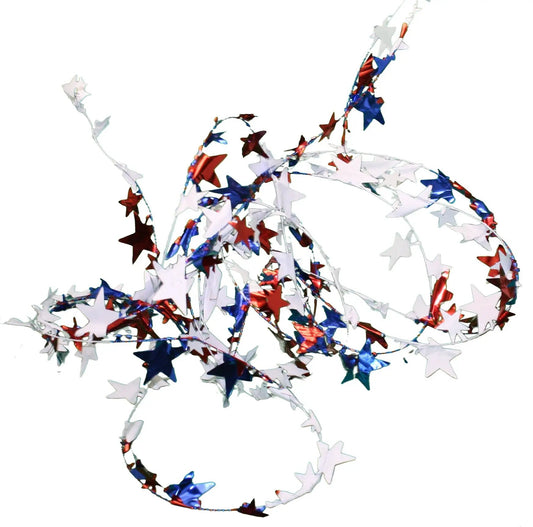 Patriotic Stars Garland Red White and Blue - Tampa Home & Garden Store