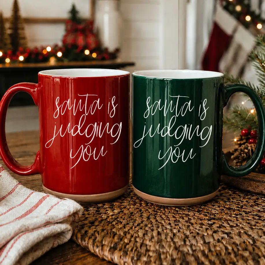 Santa Is Judging You Christmas Ceramic Mug