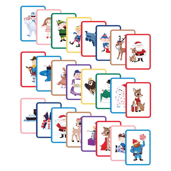Ready Rudolph Ornament and Card Game featuring festive character cards with colorful borders on Tampa Home & Garden Store