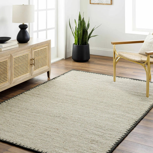 Ayumu Beige Hand Woven Wool Area Rug, neutral beige tones and textured weave on Tampa Home & Garden Store