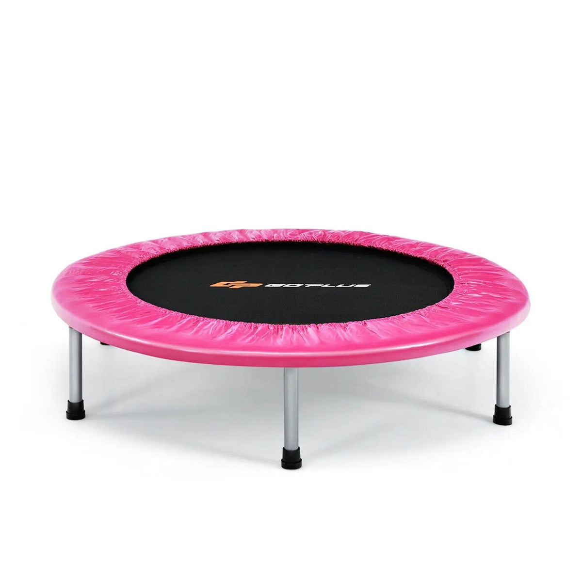 DirectDeals 38 Inch Mini Folding Trampoline pink padded rim with black mat and silver legs on Tampa Home & Garden Store