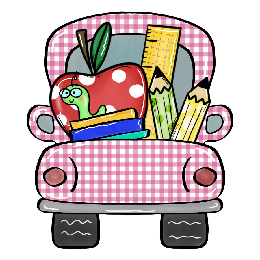 School Sign, Pink School Truck Sign, wood sign, DECOE-W-048-DH