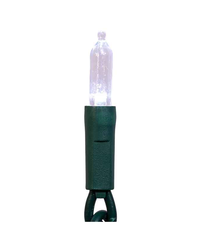 Juego de luces LED nostálgicas de 50 luces con cable verde blanco frío