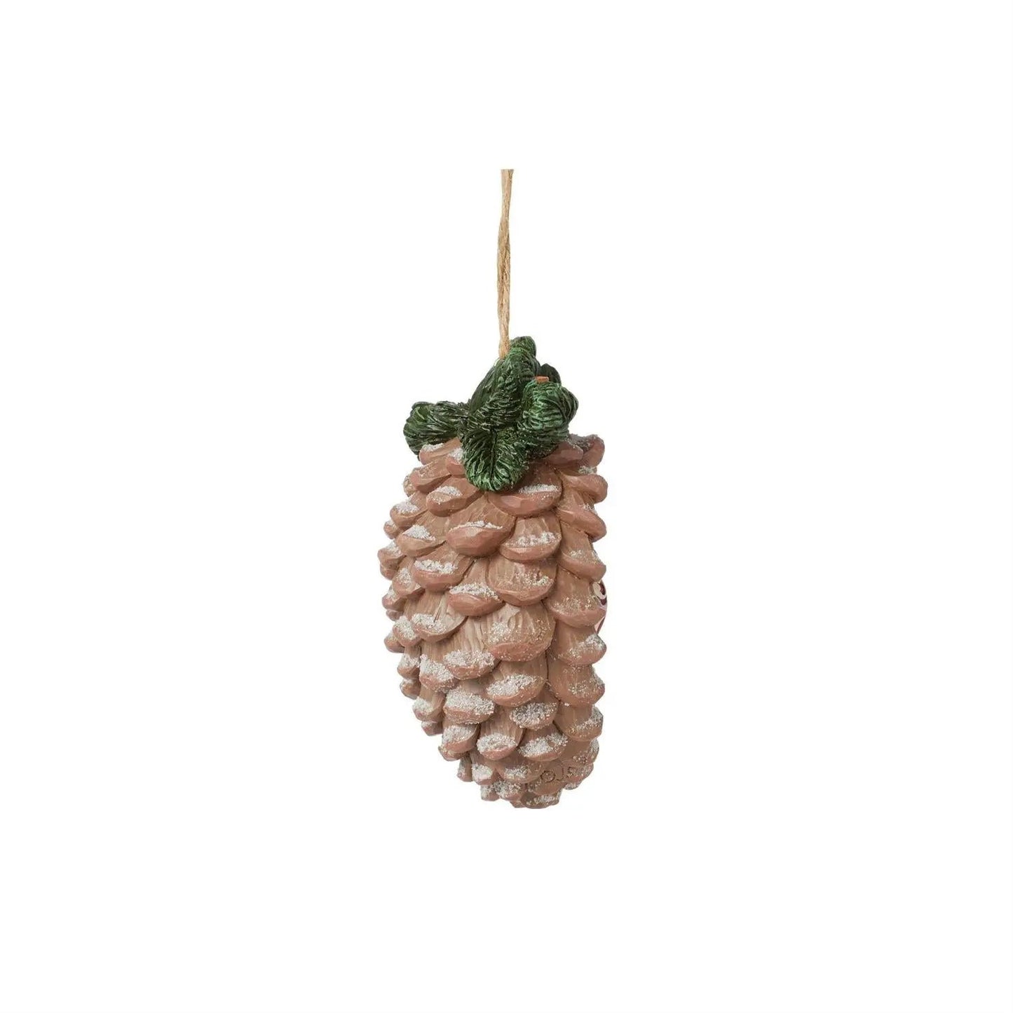 Highland Glen Pinecone Cardinal Ornament peach pinecones with green foliage and jute hanger on Tampa Home & Garden Store