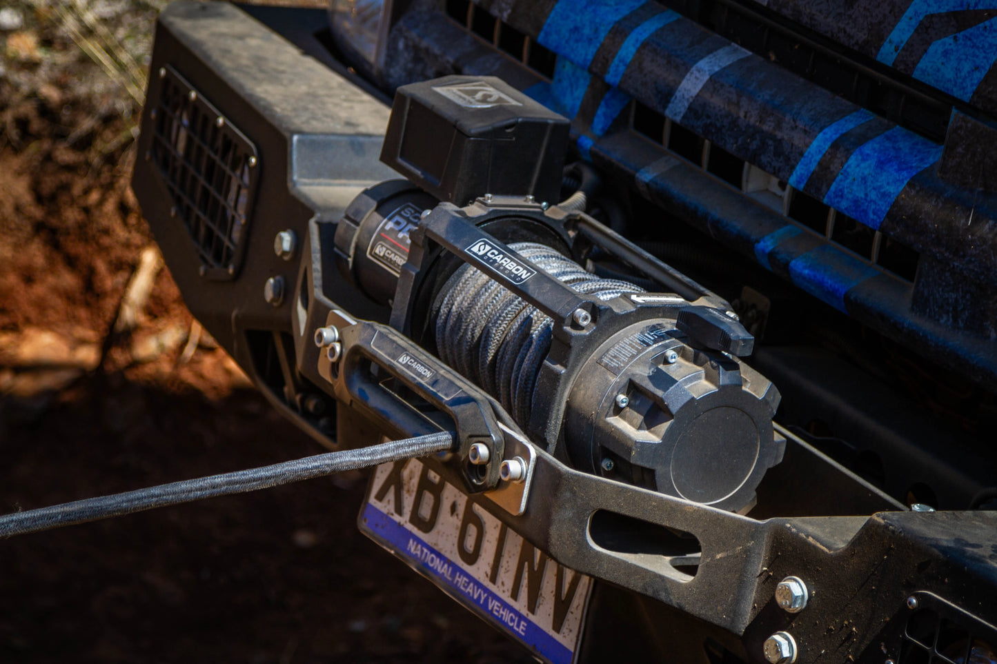 Carbon Offroad Scout Pro 20000lb winch with steel wire rope on an off-road bumper by Carbon Offroad USA on Tampa Home & Garden Store