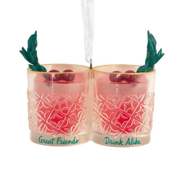 Great Friends Drinks Ornament twin pink resin glasses with cherries Drink Alike on Tampa Home & Garden Store