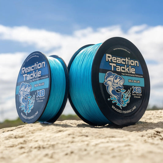 Reaction Tackle X8 Braided Fishing Line sea blue on three spools on Tampa Home & Garden Store