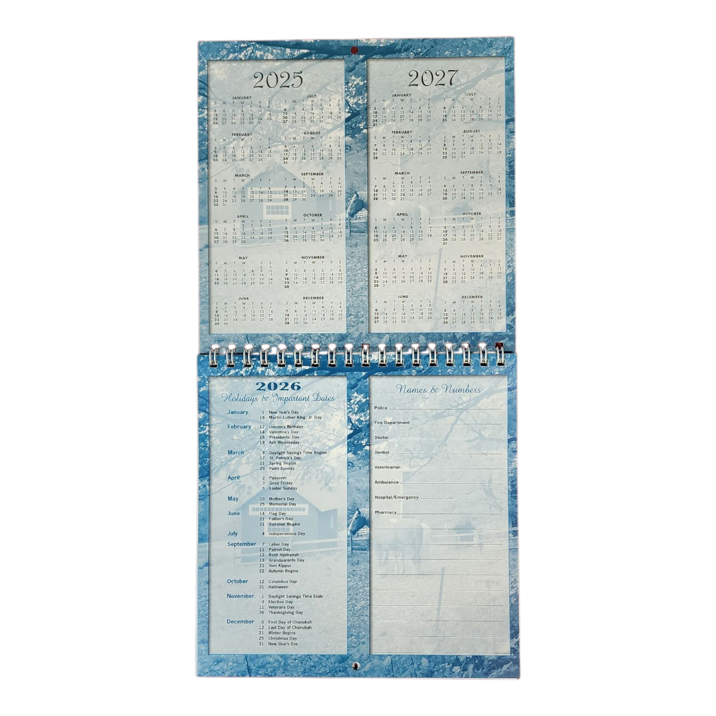 Vermont 2026 Mini Wall Calendar with Seasons by The Country Christmas Loft blue marble edge on Tampa Home & Garden Store