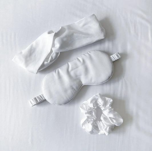 Sleep Care Set eye masks with cooling bamboo fabric in white, Bamboo is Better brand on Tampa Home & Garden Store