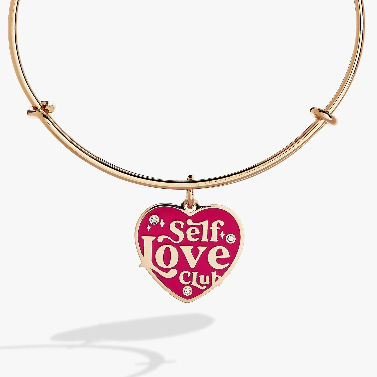 Self Love Charm Bangle by ALEX AND ANI, bracelet with pink heart pendant Self Love Club on Tampa Home & Garden Store