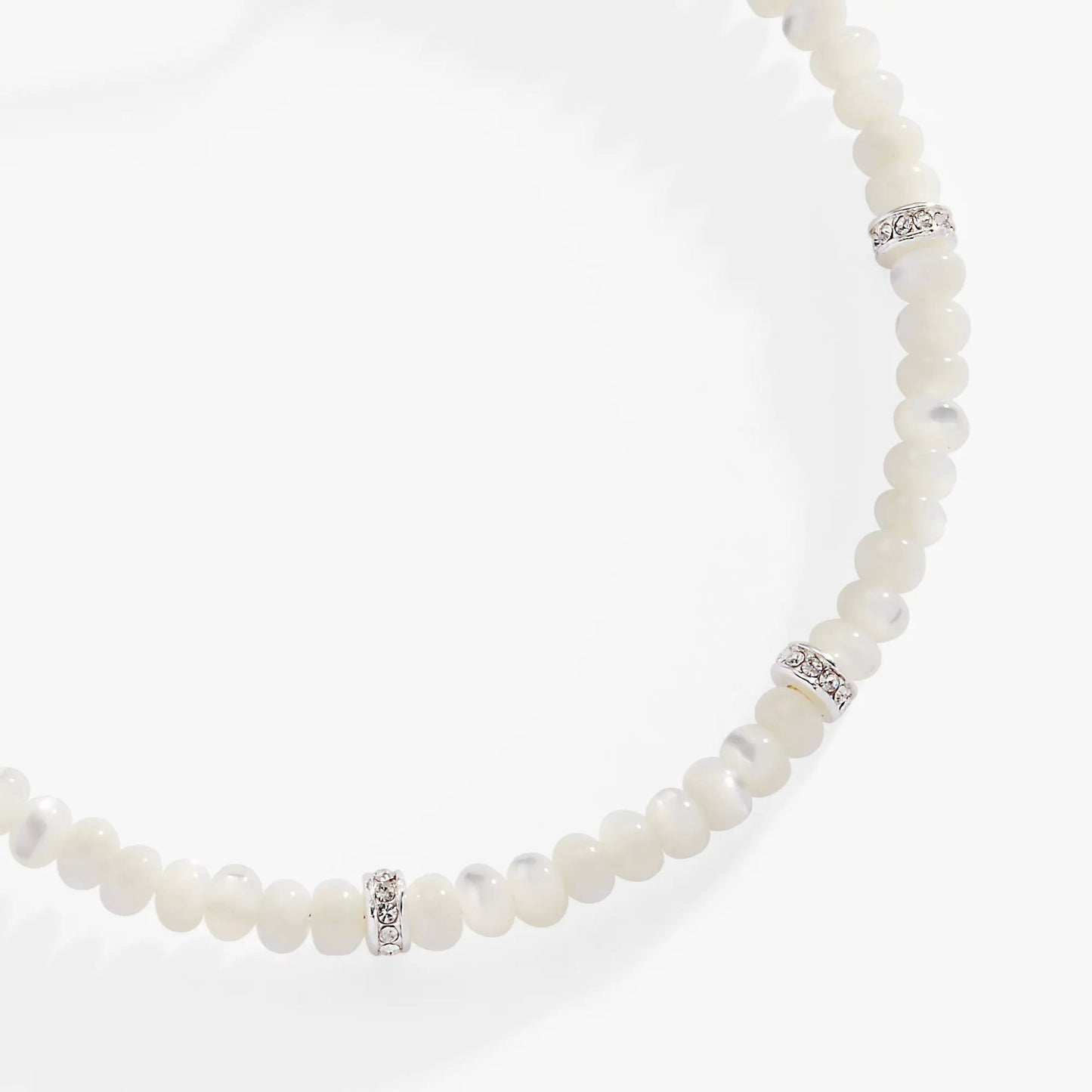 White Semi-Precious Rondelle Beaded Bangle