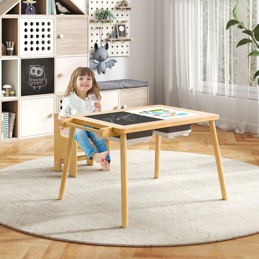 Sensory table and chair set for kids 2-8 in light wood with under-table storage bins on Tampa Home & Garden Store