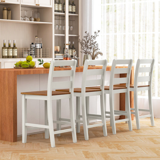 Set of 2 Counter Bar Stool with Inclined Backrest and Footrest-Gray - Tampa Home & Garden Store