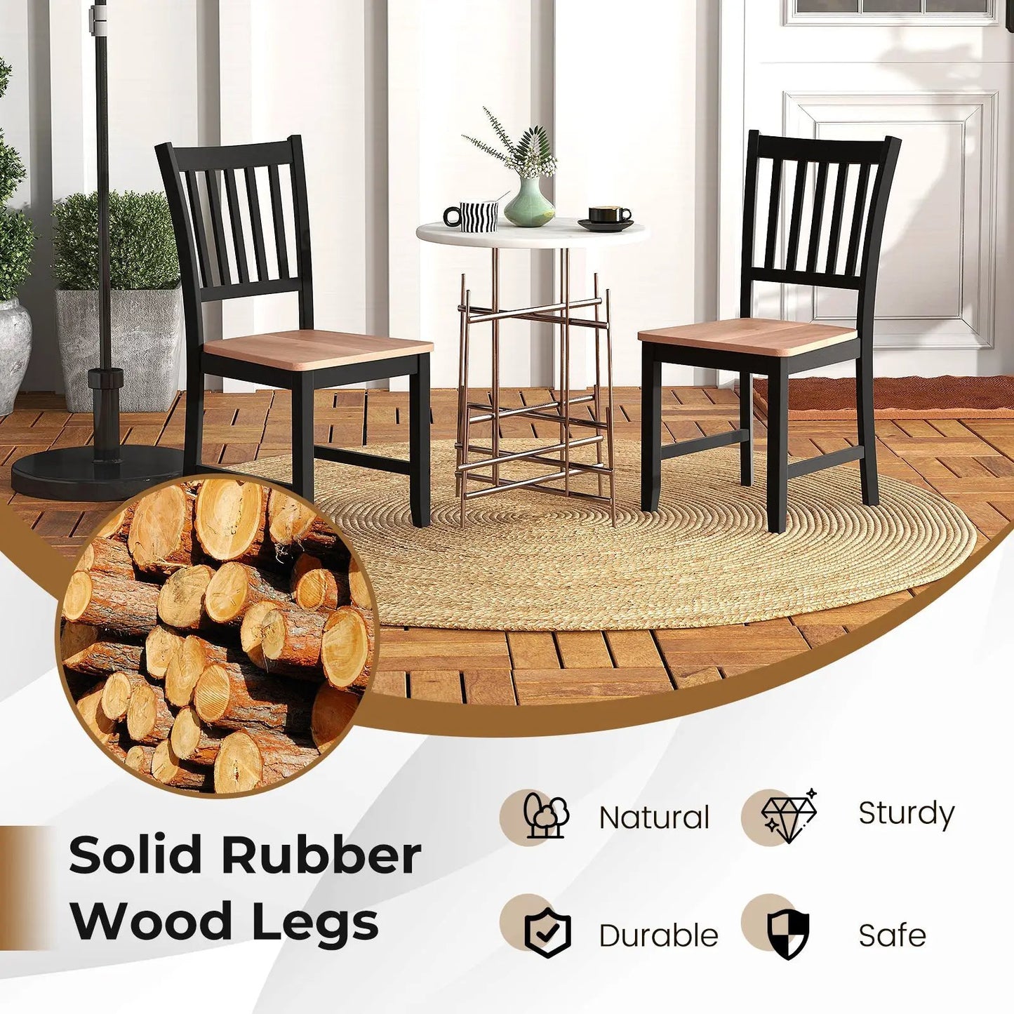 Set of 4 Dining Chair Spindle Back Wooden Legs - Tampa Home & Garden Store