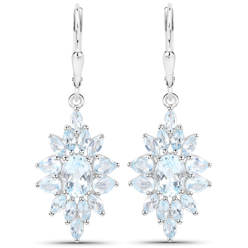 Sterling silver blue topaz drop earrings with starburst cluster, 2 earrings on Tampa Home & Garden Store