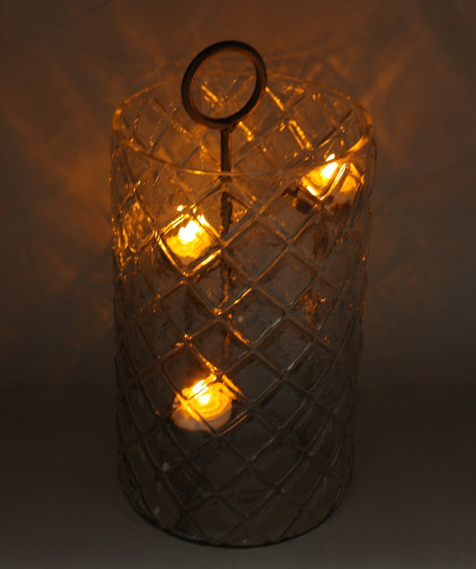 Bougeoir en verre doré à 3 niveaux