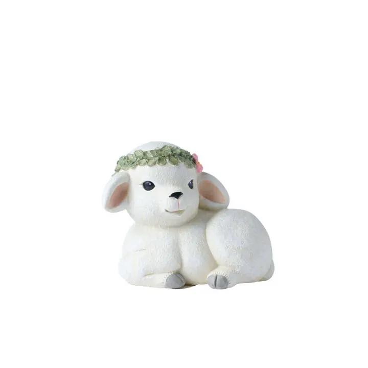 Liff Lamb Soft Plush Springtime Friend figurine white lamb with green floral crown on Tampa Home & Garden Store
