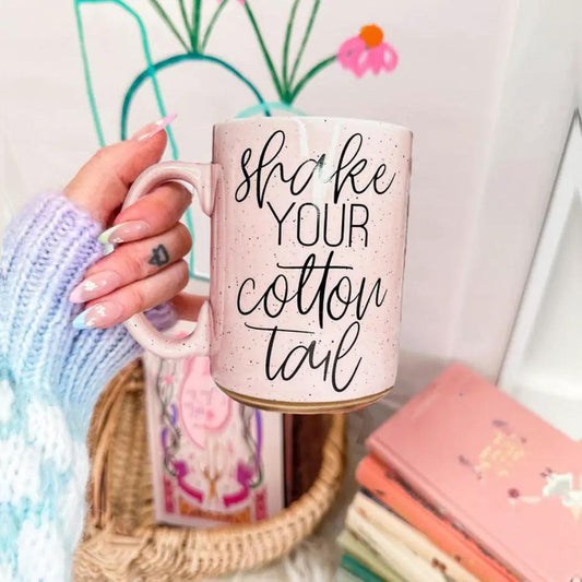 Shake Cotton Tail Mug 16.23oz pink speckled ceramic coffee mug Gia Roma on Tampa Home & Garden Store
