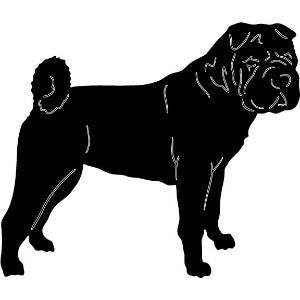 Shar Pei garden stake or wall hanging silhouette in black by Rustica Ornamentals on Tampa Home & Garden Store