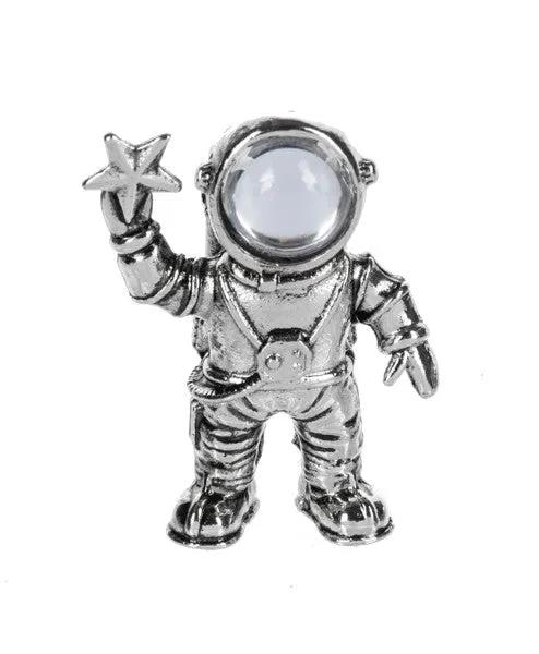 Little Moon Man pocket charm astronaut holding star, silver-tone metal pendant on Tampa Home & Garden Store