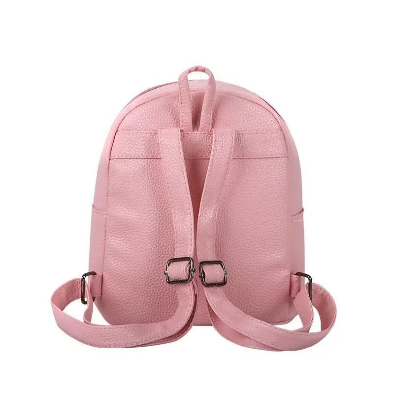 Simple And Stylish Mini Solid Backpack pink by Stevvex with textured faux leather on Tampa Home & Garden Store