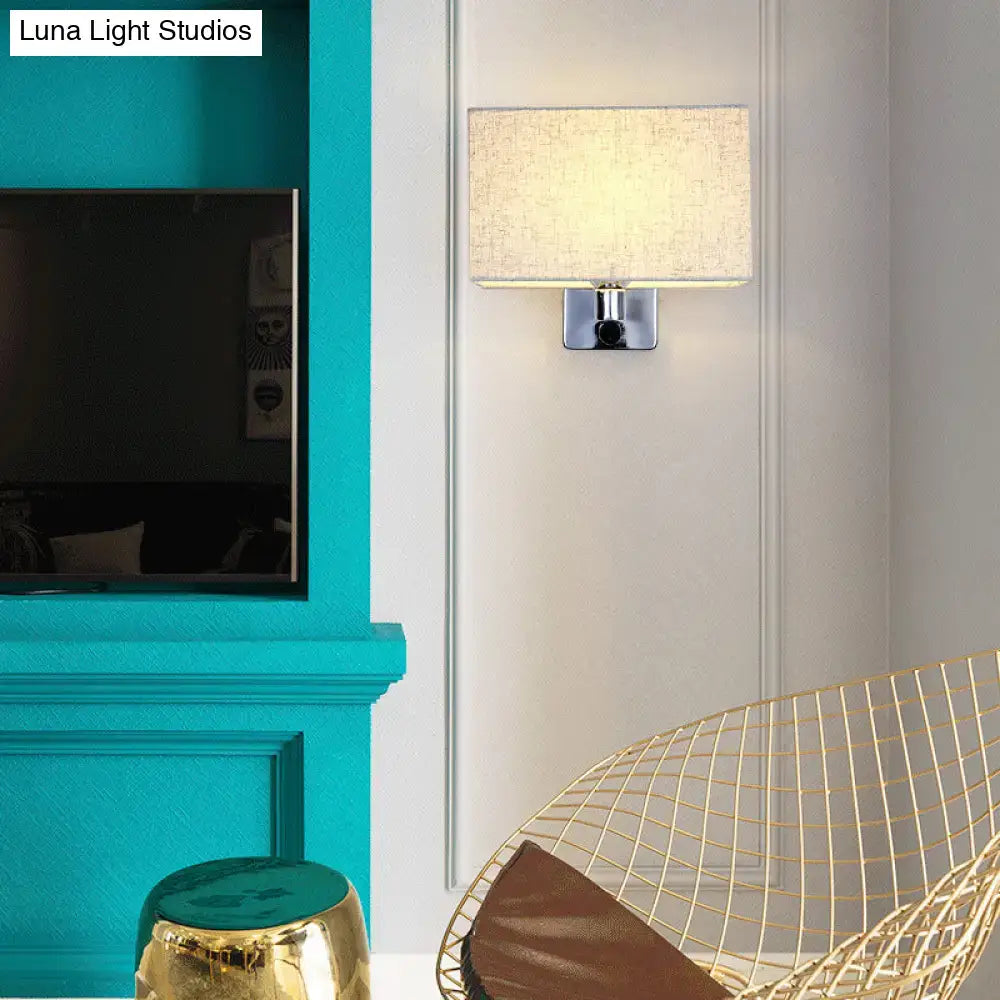 Flaxen Modern Wall Lamp by Decorbites with chrome wall mount and beige linen shade on Tampa Home & Garden Store