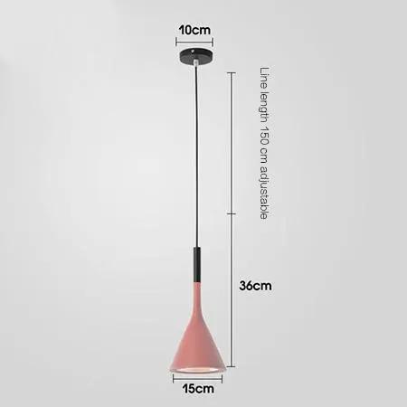 Decorbites Simple Single Head Pendant Chandelier pink cone shade, black cord, E27 LED on Tampa Home & Garden Store