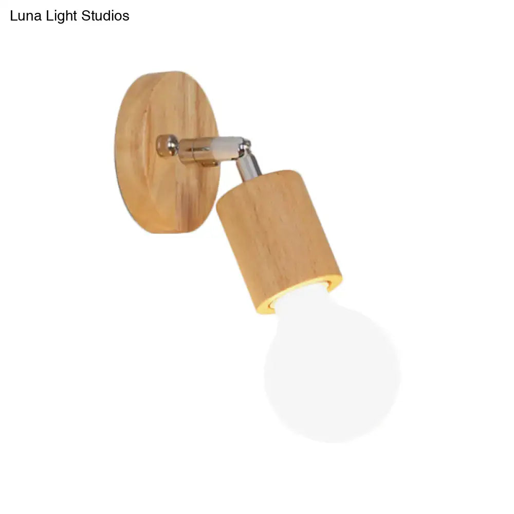 Wood chrome rotating wall sconce with natural wood finish by Decorbites on Tampa Home & Garden Store