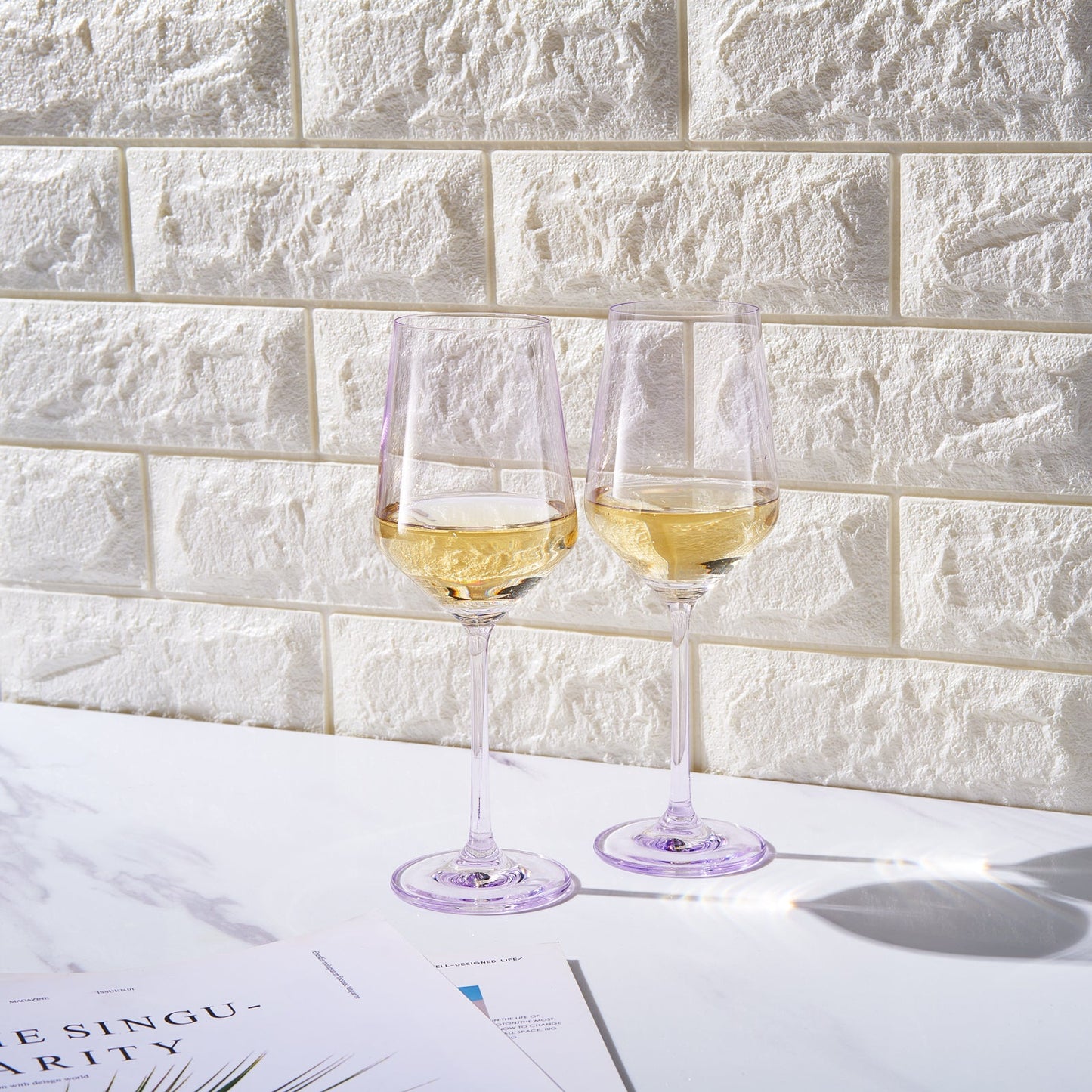 Monet Purple Stemmed Wine Glasses Set of Two