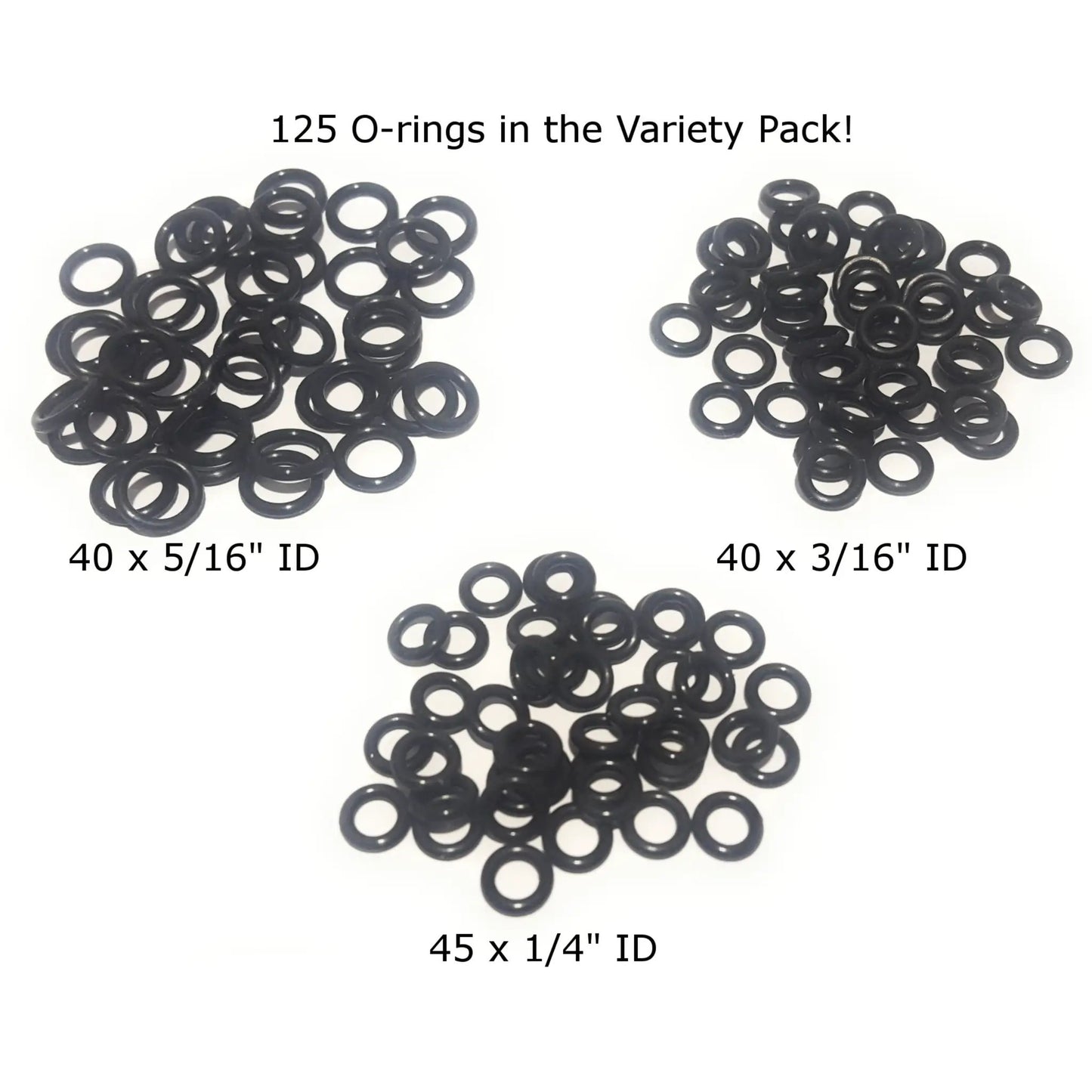 Reaction Tackle Wacky O-Rings 125-pack, black soft-plastic fishing bait rings, assorted sizes on Tampa Home & Garden Store