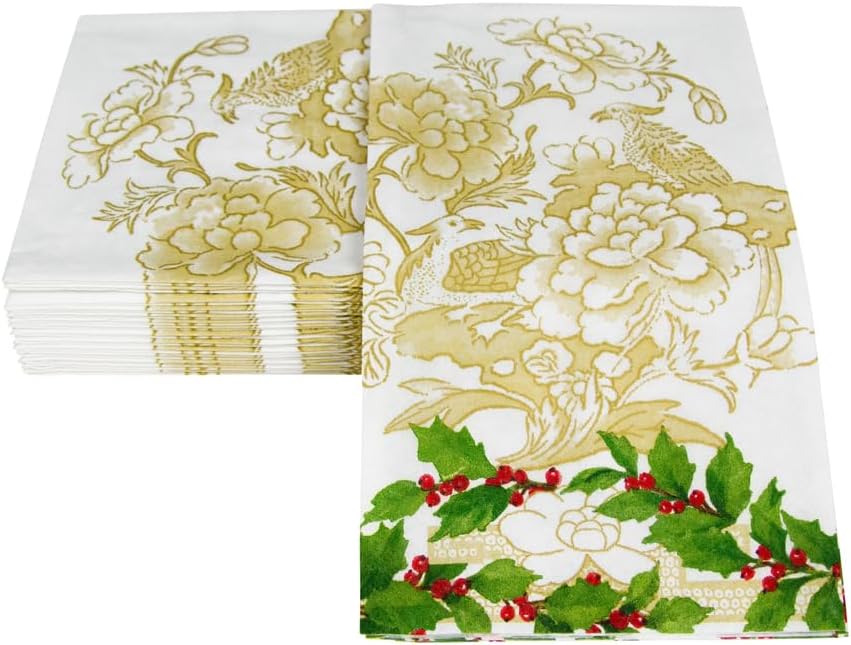 Toalla de invitados/servilleta de buffet Holly Ceramic color marfil/dorado