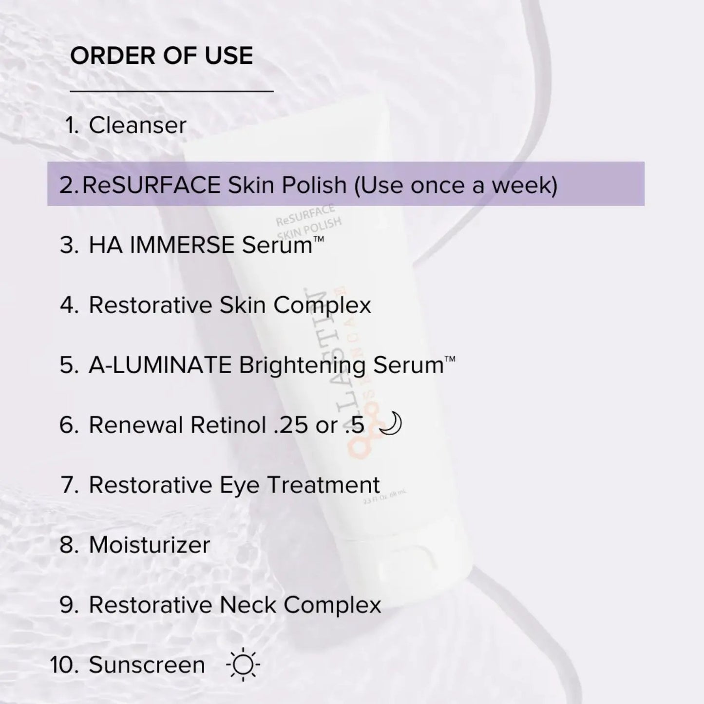 Alastin ReSURFACE Skin Polish cleanser, 2.3 oz, Nava Beauty order list with purple highlight on Tampa Home & Garden Store