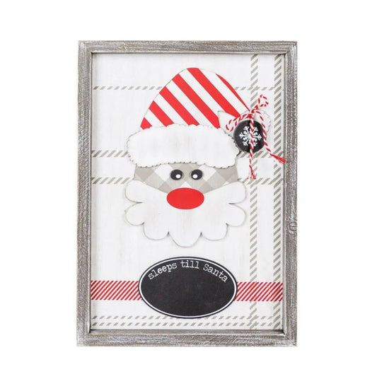 Wood Framed Sleeps til Santa Christmas Sign Gia Roma, Santa face and chalkboard on Tampa Home & Garden Store