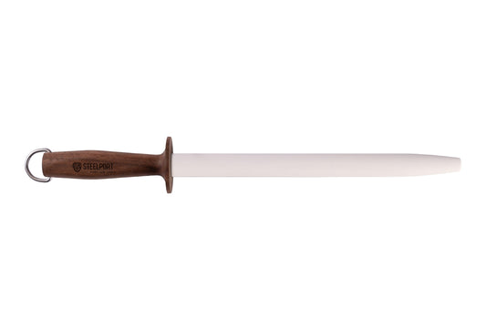 12-inch oval ceramic honing rod STEELPORT with wooden handle Store on Tampa Home & Garden Store