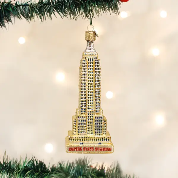 Empire State Building glass ornament gold-tone with crystal by The Country Christmas Loft on Tampa Home & Garden Store