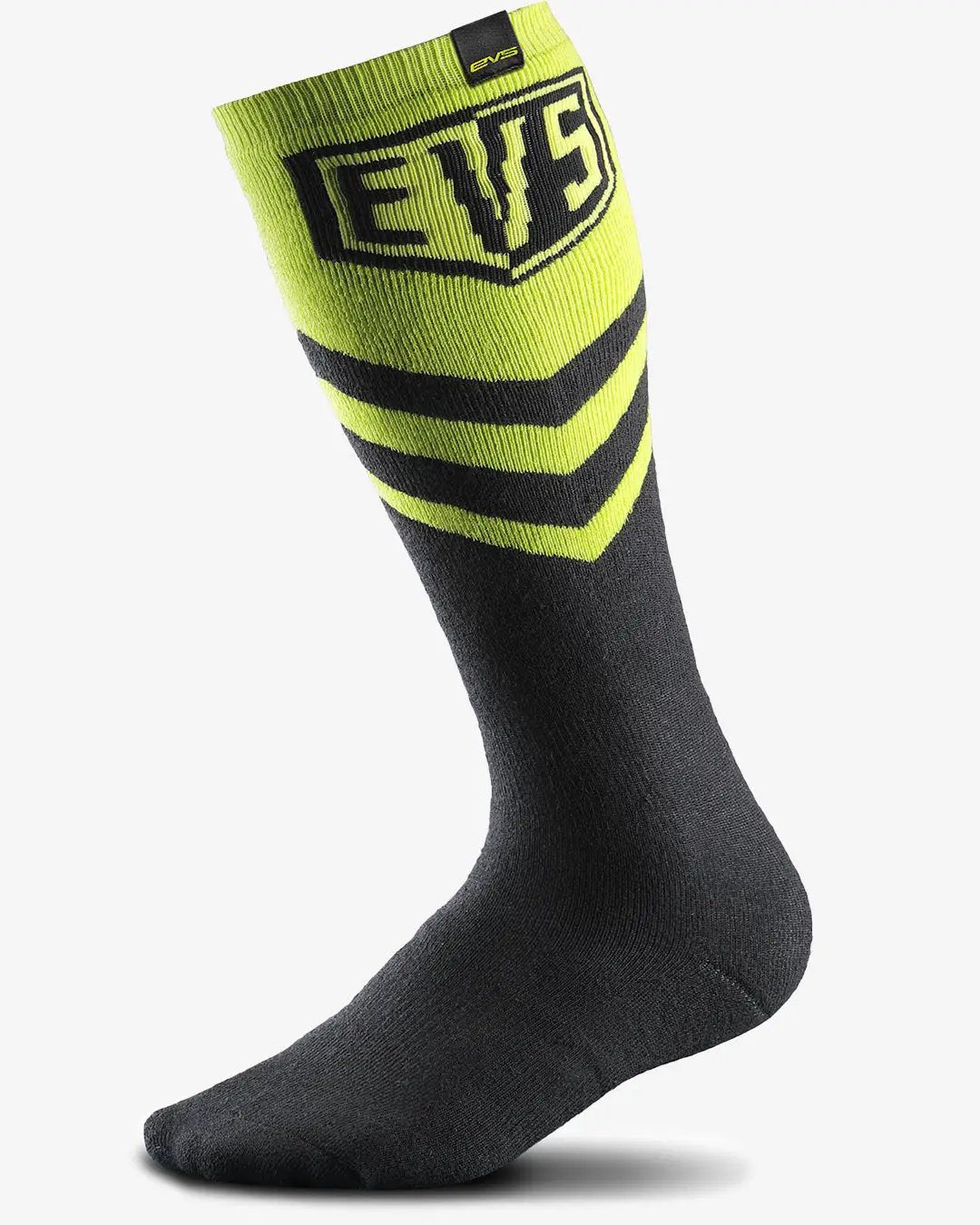 Moto sock EVS Sports Hi Viz Yellow Coolmax knee-high with neon stripes on Tampa Home & Garden Store