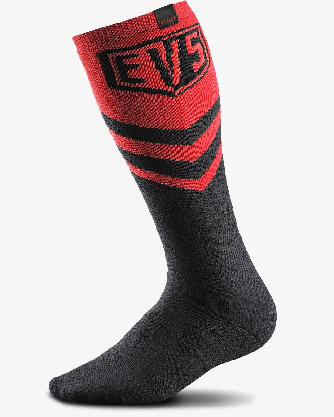 EVS red Moto socks Coolmax breathable with black chevron stripes on Tampa Home & Garden Store