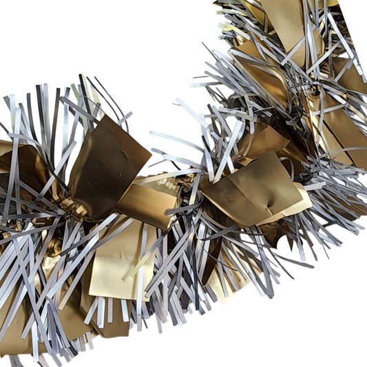 12 foot 4 Ply Luxury Matte Tinsel Garland - Silver/Gold - Tampa Home & Garden Store