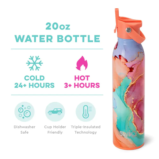 Dreamsicle Flip and Sip 20 oz water bottle orange pink teal design The Country Christmas Loft on Tampa Home & Garden Store