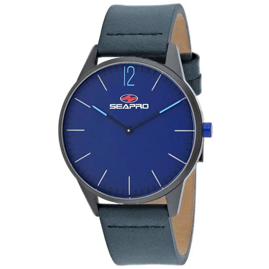 Seapro Black Hole watch blue dial with stainless steel case and blue leather strap on Tampa Home & Garden Store