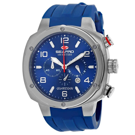 Seapro Guardian men's stainless steel watch with blue dial and blue silicone strap on Tampa Home & Garden Store