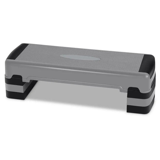 35 Inch aerobic stepper with adjustable risers, gray platform with black end caps on Tampa Home & Garden Store