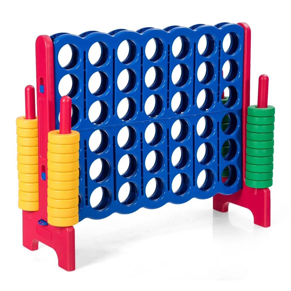 Jumbo 4-to-Score Ring Toss Set with blue grid, red frame, and yellow and green rings (42 rings) on Tampa Home & Garden Store