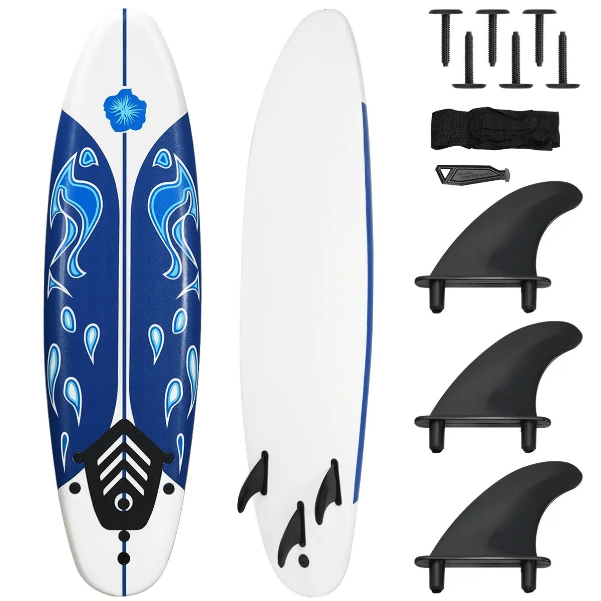 6 ft foam surfboard with blue deck art and 3 detachable fins DirectDeals on Tampa Home & Garden Store