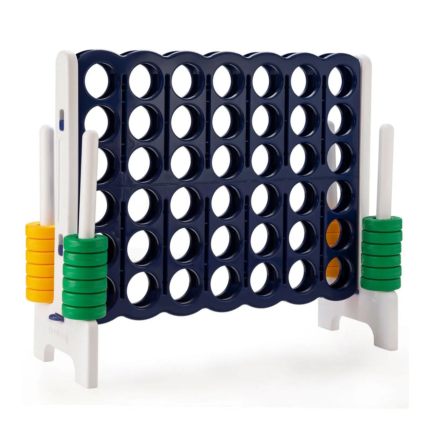 Jumbo 4 in a Row Giant Game Set navy blue grid with white frame and colorful discs on Tampa Home & Garden Store