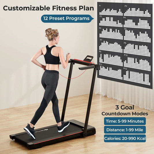 3-in-1 folding treadmill desk with LCD display, black frame and desk surface on Tampa Home & Garden Store