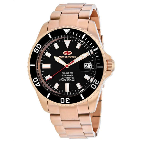 Seapro scuba 200 automatic watch with rose-gold steel band black dial and date on Tampa Home & Garden Store